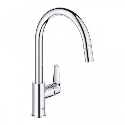 Grohe QuickFix Start Curve egykaros konyhai csaptelep magas kifolyóval kihúzható fejjel, króm 30562000