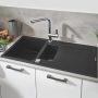 Grohe K500 Felülről beépíthető kompozit mosogatótálca csepegtetővel 1000x500 mm, gránit fekete 31646AP0