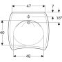 Geberit Vitalis akadálymentes mosdó 65x60 cm, csaplyukkal és túlfolyóval 121766000