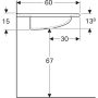 Geberit Vitalis akadálymentes mosdó 65x60 cm, csaplyukkal és túlfolyóval 121766000