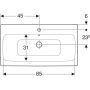 Geberit iCon pultra ültethető mosdó 90x48,5 cm, csaplyukkal és túlfolyóval, fehér 124590000