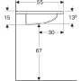 Geberit Vitalis akadálymentes mosdó 55x55 cm, csaplyuk és túlfolyó nélkül 221555000