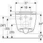 Geberit ONE mélyöblítésű fali WC 37x54 cm, TurboFlush öblítéssel és WC-ülőkével, matt fehér 500.202.JT.1