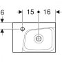 Geberit Xeno² kézmosó 40x28cm csaplyuk bal oldalt, túlfolyó nélkül, KeraTect® felület 500.528.01.1