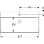 Geberit Xeno² mosdó 90x48 cm, csaplyukkal, túlfolyó nélkül, KeraTect bevonattal, fehér 500.531.01.1