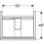 Geberit Acanto alsó szekrény mosdóhoz, egy fiókkal egy belső fiókkal 60 cm matt fekete/fényes fekete üveg (500.609.16.1)