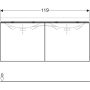 Geberit Acanto alsó szekrény dupla mosdóhoz, két fiókkal 120 cm magasfényű fehér/fényes fehér üveg (500.613.01.2)
