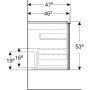 Geberit Acanto alsó szekrény dupla mosdóhoz, két fiókkal 120 cm matt fekete/fényes fekete üveg (500.613.16.1)