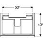 Geberit Acanto alsó szekrény mosdóhoz, egy fiókkal egy belső fiókkal rövidített kivitel 60 cm matt fekete/fényes fekete üveg (500.614.16.1)