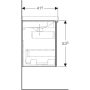 Geberit Acanto alsó szekrény mosdóhoz, egy fiókkal egy belső fiókkal rövidített kivitel 75 cm matt fekete/fényes fekete üveg (500.615.16.1)