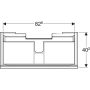 Geberit Acanto alsó szekrény mosdóhoz, egy fiókkal egy belső fiókkal rövidített kivitel 90 cm matt láva/fényes láva üveg (500.616.JK.2)