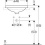 Geberit VariForm beépíthető mosdó, kerek, csaplyuk-peremmel, túlfolyó nélkül 500.707.01.2 (500707012)