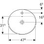 Geberit VariForm beépíthető mosdó 50 cm, ovális, csaplyuk-peremmel, túlfolyóval 500.713.01.2 (500713012)