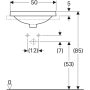 Geberit VariForm beépíthető mosdó 50 cm, ovális, csaplyuk-peremmel, túlfolyóval 500.713.01.2 (500713012)