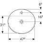 Geberit VariForm beépíthető mosdó 50 cm, ovális, csaplyuk-peremmel, túlfolyó nélkül 500.714.01.2