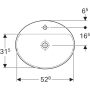 Geberit VariForm beépíthető mosdó 55 cm, ovális, csaplyuk-peremmel, túlfolyó nélkül 500.722.01.2