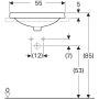 Geberit VariForm beépíthető mosdó 55 cm, ovális, csaplyuk-peremmel, túlfolyó nélkül 500.722.01.2