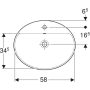 Geberit VariForm beépíthető mosdó 60 cm, ovális, csaplyuk-peremmel, túlfolyóval 500.725.01.2