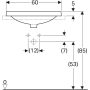 Geberit VariForm beépíthető mosdó 60 cm, ovális, csaplyuk-peremmel, túlfolyóval 500.725.01.2