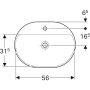 Geberit VariForm beépíthető mosdó 60 cm, ellipszis alakú, csaplyuk-peremmel, túlfolyó nélkül 500.734.01.2