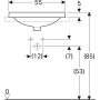 Geberit VariForm beépíthető szögletes mosdó 55 cm, csaplyuk-peremmel, túlfolyó nélkül 500.742.01.2