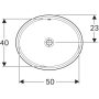 Geberit VariForm alulról beépíthető ovális mosdó 56 cm, túlfolyóval 500.752.01.2