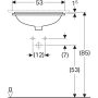 Geberit VariForm alulról beépíthető szögletes mosdó 53 cm, túlfolyóval 500.760.01.2