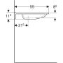 Geberit Publica mosdó kivágással 60x55 cm, túlfolyó és csapfurat nélkül 501.041.00.1