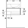 Geberit VariForm alsó szekrény pultra ültethető mosdóhoz 120x51 cm, 2 fiókkal, pakolófelülettel, tölgy 501.175.00.1