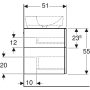 Geberit VariForm alsó szekrény pultra ültethető mosdóhoz 120x51 cm, 3 fiókkal, pakolófelülettel, matt láva 501.184.00.1