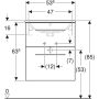 Geberit Selnova Square 2 fiókos mosdószekrény 55 cm, keskeny peremű mosdóval, matt láva 501.233.00.1