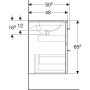 Geberit Selnova Square 2 fiókos mosdószekrény 60 cm, keskeny peremű mosdóval, matt láva 501.237.00.1