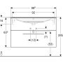 Geberit Selnova Square 2 fiókos mosdószekrény 100 cm, keskeny peremű mosdóval, matt láva 501.245.00.1