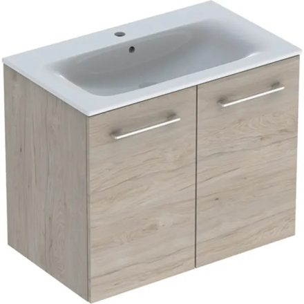 Geberit Selnova Square 2 ajtós mosdószekrény 80 cm, keskeny peremű mosdóval, világos hikoridió 501.259.00.1