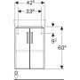 Geberit Selnova Compact 2 ajtós alsó szekrény sarok mosdóhoz 42,5x33 cm, világosszürke 501.483.00.1