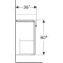 Geberit Selnova Compact 1 ajtós alsó szekrény mosdóhoz 60 cm, szerviztérrel, fényezett fehér 501.615.01.1