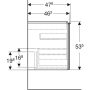 Geberit Acanto alsó szekrény mosdóhoz, két fiókkal, két belső fiókkal 120 cm fehér/ fényes, fehér/fényes üveg (502.355.01.2)