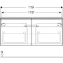 Geberit Acanto alsó szekrény mosdóhoz, két fiókkal, két belső fiókkal 120 cm homokszürke/matt bevonat, fényes üveg/homokszürke (502.355.JL.2)