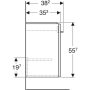 Geberit Selnova Square egy ajtós szekrény kézmosóhoz 44x55,7 cm, magasfényű fehér 502.738.00.1