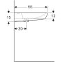 Geberit Selnova Comfort akadálymentes mosdó 60x55 cm, csaplyukkal, túlfolyó nélkül 502.770.00.7