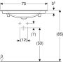 Geberit One beépíthető mosdó 75x48 cm csaplyukkal, túlfolyó nélkül, KeraTect felület bevonattal 505.010.01.2