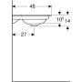 Geberit One beépíthető mosdó 75x48 cm csaplyukkal, túlfolyó nélkül, KeraTect felület bevonattal 505.010.01.2