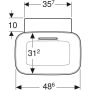 Geberit One pultra ültethető mosdó 50x42,5 cm, KeraTect, csaplyuk és túlfolyó nélkül, fehér 505.050.00.1