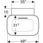 Geberit One pultra ültethető mosdó 50 cm, csaplyuk és túlfolyó nélkül, matt fehér 505.052.00.1