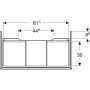 Geberit One alsó szekrény mosdóhoz 1 fiókkal 88,8x47 cm, magasfényű homokszürke 505.073.00.4