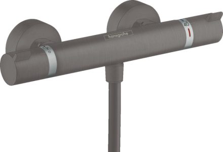 Hansgrohe Ecostat Comfort szálcsiszolt fekete/króm termosztátos zuhanycsaptelep 13116340