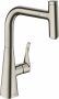 Hansgrohe Metris Select M71 rozsdamentes acél hatású konyhai csaptelep 240, kihúzható zuhanyfejjel 14857800