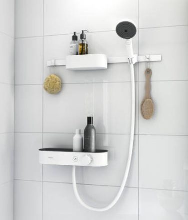 Hansgrohe WallStoris Szett termosztátos zuahnycsaptelep 3 funkciós kézizuhany EcoSmart, matt fehér 24250700