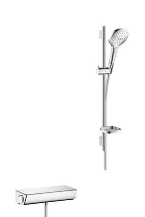 Hansgrohe Raindance Select E zuhanyrendszer termosztáttal és 65 cm-es zuhanyrúddal, króm/fehér 27038400
