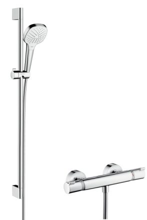 Hansgrohe Croma Select E termosztátos csaptelep Vario 90 cm-es zuhanyrúddal króm/fehér 27082400